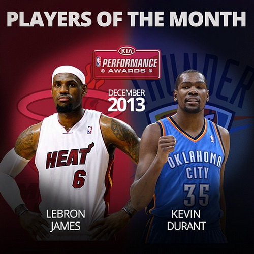جیمز و دورانت به عنوان بهترین بازیکنان دسامبر 2013 انتخاب شدند